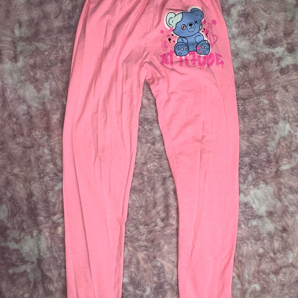 Revolution Pink Pajama Bottoms with Blue Bear